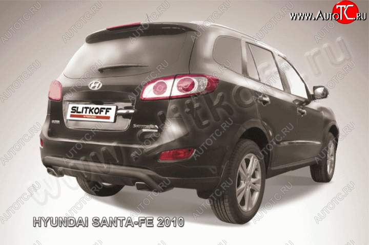 8 999 р. Защита заднего бампера из трубы d57 Slitkoff (скоба)  Hyundai Santa Fe  CM (2009-2012) рестайлинг (Цвет: серебристый)  с доставкой в г. Кемерово