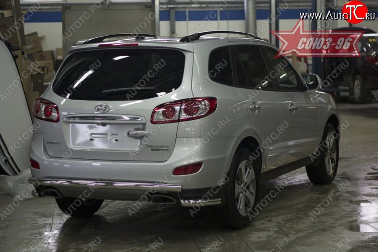 11 744 р. Защита заднего бампера рестайлинг Souz-96 (d60)  Hyundai Santa Fe  CM (2009-2012) рестайлинг  с доставкой в г. Кемерово