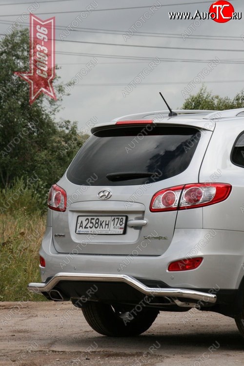 11 159 р. Защита заднего бампера Souz-96 (d60)  Hyundai Santa Fe  CM (2009-2012) рестайлинг  с доставкой в г. Кемерово
