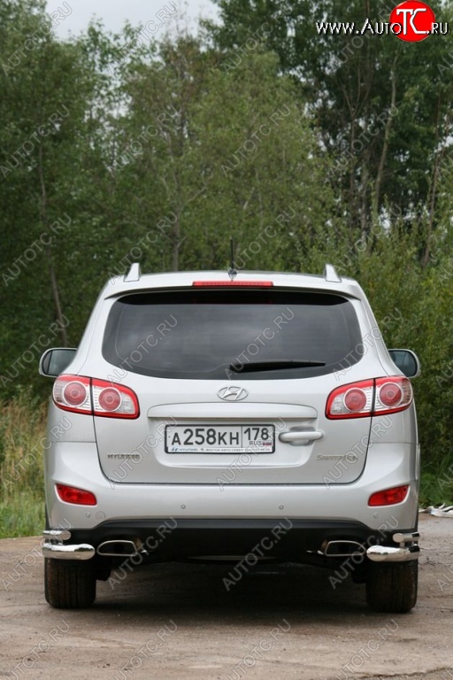 17 054 р. Защита заднего бампера из двойных боковых уголков d 76x42 Souz-96  Hyundai Santa Fe  CM (2009-2012) рестайлинг  с доставкой в г. Кемерово