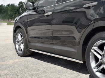 17 999 р. Защита порогов из круглой трубы диаметром 42 мм SLITKOFF v1  Hyundai Grand Santa Fe  1 DM (2016-2018) рестайлинг  с доставкой в г. Кемерово. Увеличить фотографию 2