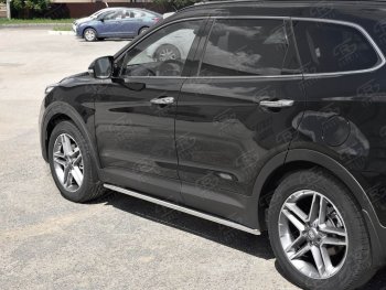 17 999 р. Защита порогов из круглой трубы диаметром 42 мм SLITKOFF v1  Hyundai Grand Santa Fe  1 DM (2016-2018) рестайлинг  с доставкой в г. Кемерово. Увеличить фотографию 3