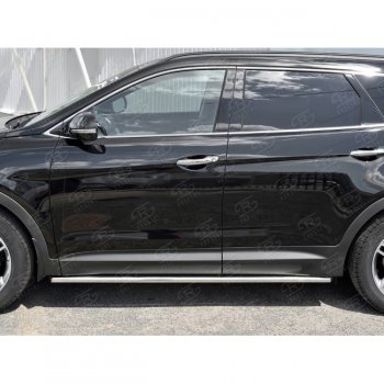 Защита порогов из круглой трубы диаметром 42 мм SLITKOFF v1 Hyundai Grand Santa Fe  1 DM (2016-2018) рестайлинг