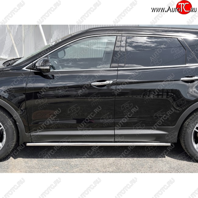 17 999 р. Защита порогов из круглой трубы диаметром 42 мм SLITKOFF v1  Hyundai Grand Santa Fe  1 DM (2016-2018) рестайлинг  с доставкой в г. Кемерово