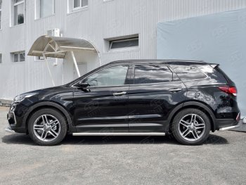 18 799 р. Защита порогов из круглой трубы диаметром 63 мм SLITKOFF  Hyundai Grand Santa Fe  1 DM (2016-2018) рестайлинг  с доставкой в г. Кемерово. Увеличить фотографию 2