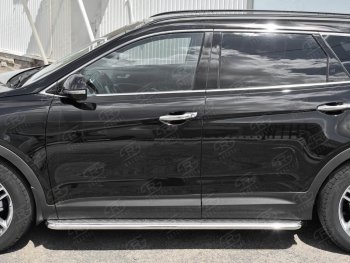 22 999 р. Широкая защита порогов с трубой диаметром 42 мм SLITKOFF v2  Hyundai Grand Santa Fe  1 DM (2016-2018) рестайлинг  с доставкой в г. Кемерово. Увеличить фотографию 2