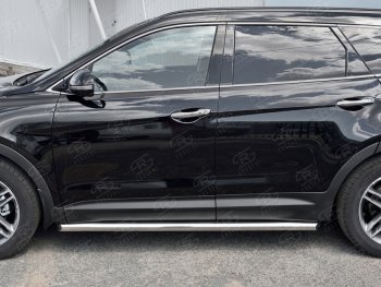 Защита порогов из круглой трубы диаметром 63 мм SLITKOFF Hyundai Grand Santa Fe  1 DM (2016-2018) рестайлинг