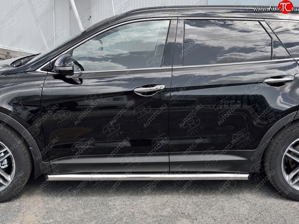 18 799 р. Защита порогов из круглой трубы диаметром 63 мм SLITKOFF  Hyundai Grand Santa Fe  1 DM (2016-2018) рестайлинг  с доставкой в г. Кемерово