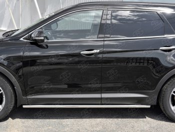 17 999 р. Защита порогов из круглой трубы диаметром 42 мм SLITKOFF v3  Hyundai Grand Santa Fe  1 DM (2016-2018) рестайлинг  с доставкой в г. Кемерово. Увеличить фотографию 2