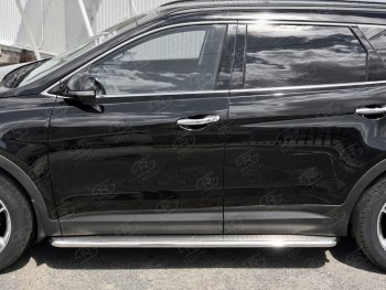 35 549 р. Широкая защита порогов с трубой диаметром 42 мм SLITKOFF v3  Hyundai Grand Santa Fe  1 DM (2016-2018) рестайлинг  с доставкой в г. Кемерово. Увеличить фотографию 2