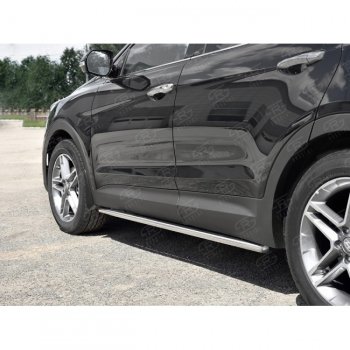 Защита порогов из круглой трубы диаметром 42 мм SLITKOFF v3 Hyundai Grand Santa Fe  1 DM (2016-2018) рестайлинг