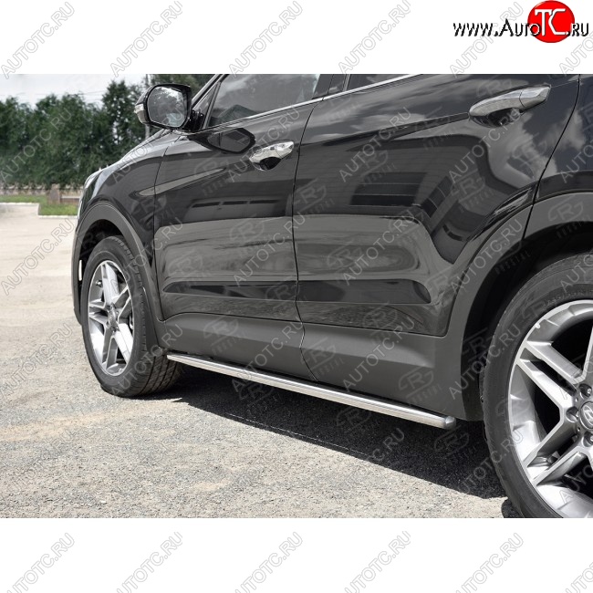 17 999 р. Защита порогов из круглой трубы диаметром 42 мм SLITKOFF v3  Hyundai Grand Santa Fe  1 DM (2016-2018) рестайлинг  с доставкой в г. Кемерово