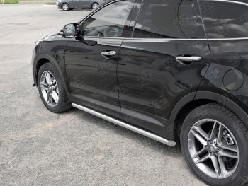 19 999 р. Защита порогов из круглой трубы диаметром 63 мм SLITKOFF v1  Hyundai Grand Santa Fe  1 DM (2016-2018) рестайлинг  с доставкой в г. Кемерово. Увеличить фотографию 2