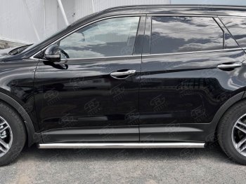 19 999 р. Защита порогов из круглой трубы диаметром 63 мм SLITKOFF v1  Hyundai Grand Santa Fe  1 DM (2016-2018) рестайлинг  с доставкой в г. Кемерово. Увеличить фотографию 3