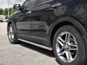 Защита порогов из круглой трубы диаметром 63 мм SLITKOFF v1 Hyundai Grand Santa Fe  1 DM (2016-2018) рестайлинг