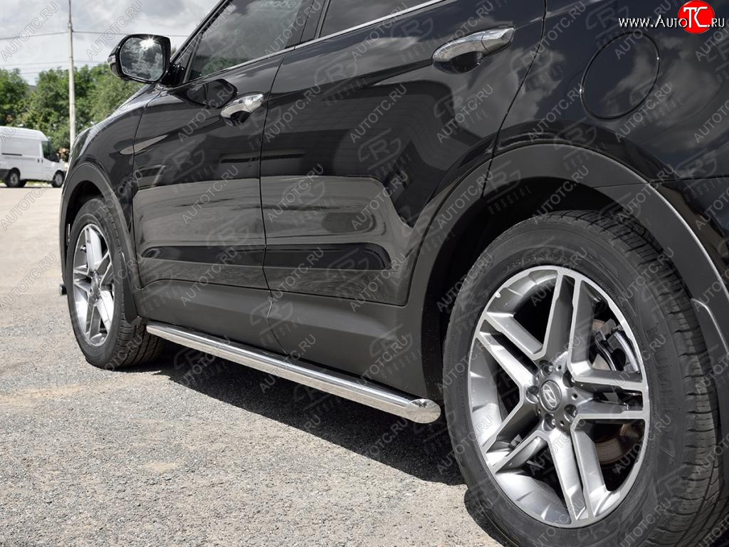 19 999 р. Защита порогов из круглой трубы диаметром 63 мм SLITKOFF v1  Hyundai Grand Santa Fe  1 DM (2016-2018) рестайлинг  с доставкой в г. Кемерово