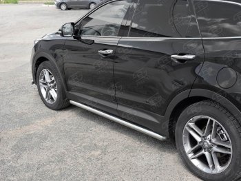 19 999 р. Защита порогов из круглой трубы диаметром 63 мм SLITKOFF v3  Hyundai Grand Santa Fe  1 DM (2016-2018) рестайлинг  с доставкой в г. Кемерово. Увеличить фотографию 3
