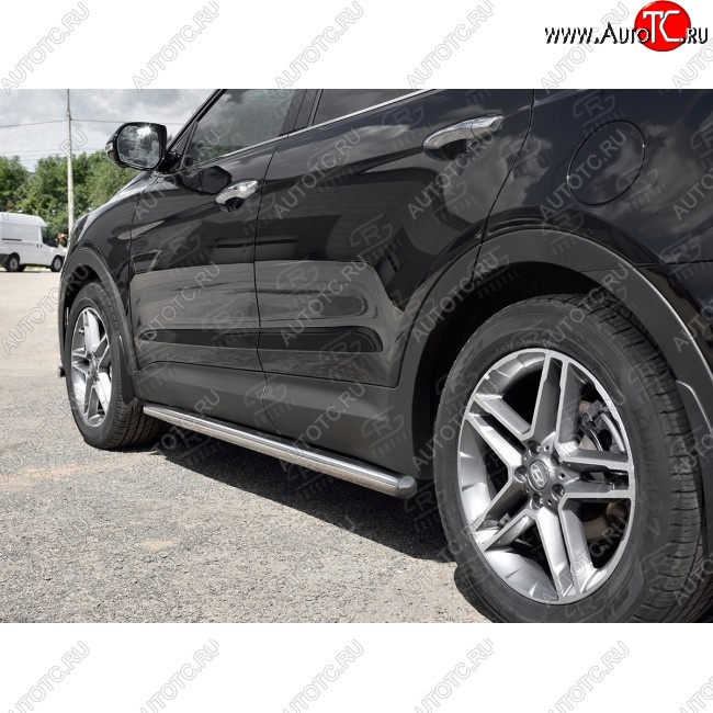 19 999 р. Защита порогов из круглой трубы диаметром 63 мм SLITKOFF v3  Hyundai Grand Santa Fe  1 DM (2016-2018) рестайлинг  с доставкой в г. Кемерово