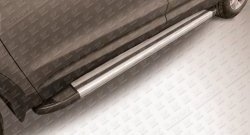Алюминиевые пороги Slitkoff Luxe Silver Hyundai Grand Santa Fe  1 DM (2013-2016) дорестайлинг