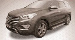 13 349 р. Алюминиевые пороги Slitkoff Optima Silver  Hyundai Grand Santa Fe  1 DM (2013-2016) дорестайлинг  с доставкой в г. Кемерово. Увеличить фотографию 2