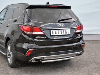 Одинарная защита заднего бампера из трубы d42 мм SLITKOFF Hyundai Grand Santa Fe  1 DM (2016-2018) рестайлинг