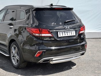 Одинарная защита заднего бампера из трубы d63 мм SLITKOFF Hyundai Grand Santa Fe  1 DM (2016-2018) рестайлинг