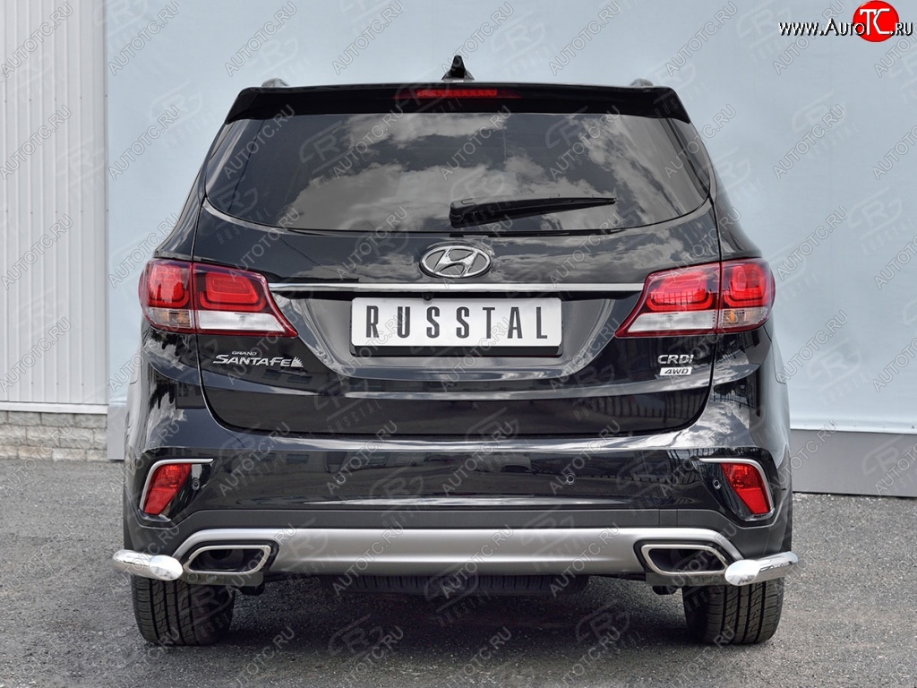 15 999 р. Защита заднего бампера (Ø63 мм уголки, нержавейка) SLITKOFF  Hyundai Grand Santa Fe  1 DM (2016-2018) рестайлинг  с доставкой в г. Кемерово