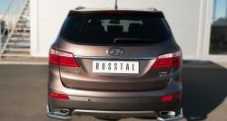 16 299 р. Защита заднего бампера (Ø63 мм уголки, нержавейка) SLITKOFF  Hyundai Grand Santa Fe  1 DM (2013-2016) дорестайлинг  с доставкой в г. Кемерово. Увеличить фотографию 2