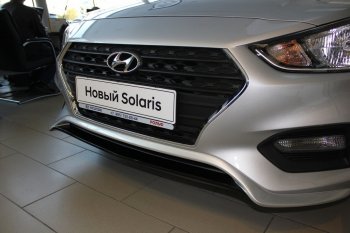 4 999 р. Накладка на передний бампер АвтоКрат  Hyundai Solaris  HCR (2017-2020) седан дорестайлинг (Неокрашенная)  с доставкой в г. Кемерово. Увеличить фотографию 2