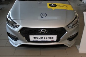 4 999 р. Накладка на передний бампер АвтоКрат  Hyundai Solaris  HCR (2017-2020) седан дорестайлинг (Неокрашенная)  с доставкой в г. Кемерово. Увеличить фотографию 4