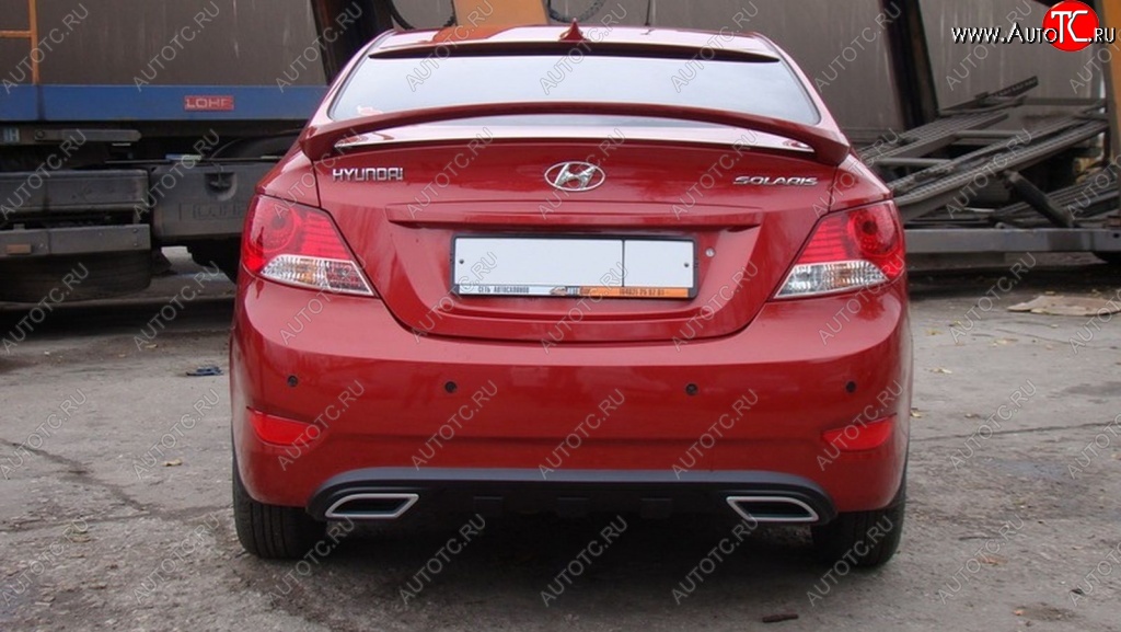 4 399 р. Диффузор заднего бампера Tuning-Sport v2  Hyundai Solaris  RBr (2010-2014) седан дорестайлинг (Неокрашенная)  с доставкой в г. Кемерово