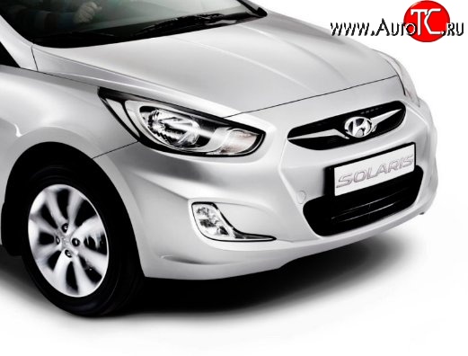3 659 р. Передний бампер Стандартный Hyundai Solaris RBr хэтчбэк дорестайлинг (2010-2014) (Окрашенный)  с доставкой в г. Кемерово