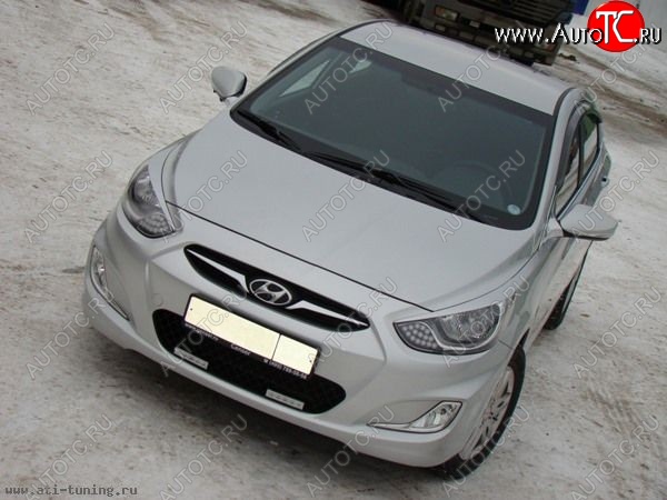1 149 р. Реснички MV  Hyundai Solaris  RBr (2010-2014) седан дорестайлинг, хэтчбэк дорестайлинг (Неокрашенные)  с доставкой в г. Кемерово