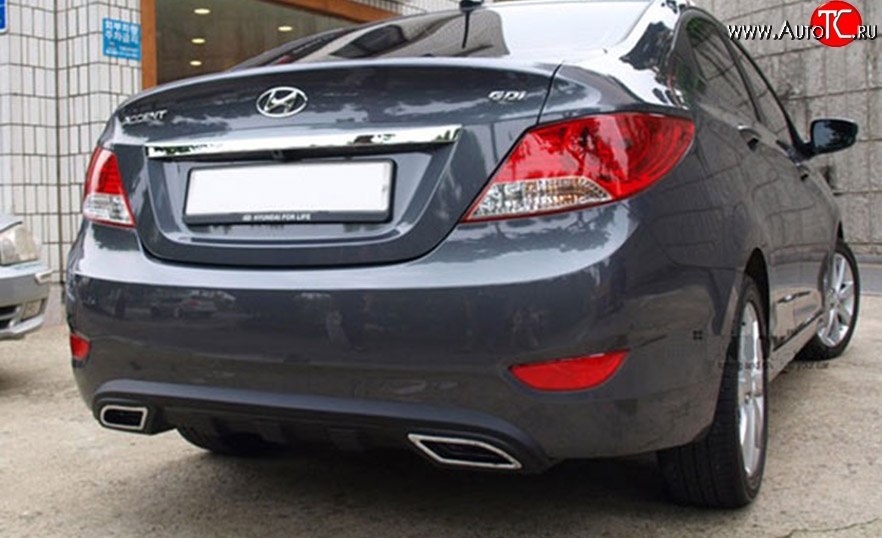 4 699 р. Диффузор заднего бампера M-VRS Hyundai Solaris RBr седан дорестайлинг (2010-2014) (Неокрашенная)  с доставкой в г. Кемерово