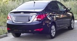 979 р. Накладка на верхнюю часть заднего бампера RA Hyundai Solaris RBr седан рестайлинг (2014-2017)  с доставкой в г. Кемерово. Увеличить фотографию 2