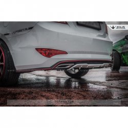 8 999 р. Накладка на задний бампер TopKontur Design Hyundai Solaris RBr седан дорестайлинг (2010-2014) (Неокрашенная)  с доставкой в г. Кемерово. Увеличить фотографию 4