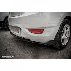 4 299 р. Накладка на задний бампер (хетчбек) Topkontur Hyundai Solaris RBr седан дорестайлинг (2010-2014) (Тисненая поверхность, Неокрашенная)  с доставкой в г. Кемерово. Увеличить фотографию 3