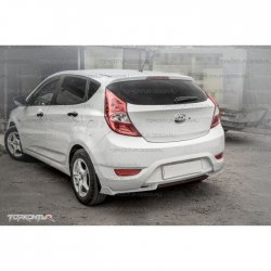 4 299 р. Накладка на задний бампер (хетчбек) Topkontur Hyundai Solaris RBr седан дорестайлинг (2010-2014) (Тисненая поверхность, Неокрашенная)  с доставкой в г. Кемерово. Увеличить фотографию 4