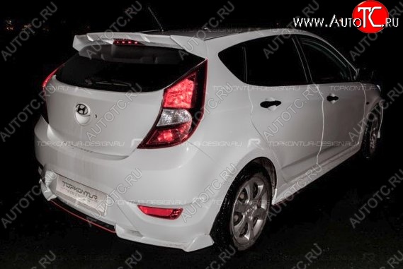 4 299 р. Накладка на задний бампер (хетчбек) Topkontur Hyundai Solaris RBr седан дорестайлинг (2010-2014) (Тисненая поверхность, Неокрашенная)  с доставкой в г. Кемерово