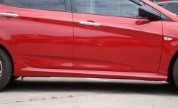 4 749 р. Пороги накладки Sport v2  Hyundai Solaris  RBr (2010-2017), KIA Rio  3 QB (2011-2017) (Неокрашенные)  с доставкой в г. Кемерово. Увеличить фотографию 2