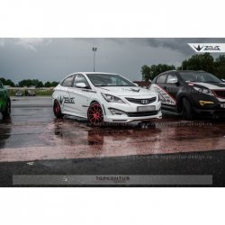 4 999 р. Пороги накладки TopKontur Design  Hyundai Solaris  RBr (2010-2017), KIA Rio  3 QB (2011-2017) (Неокрашенные)  с доставкой в г. Кемерово. Увеличить фотографию 3