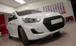 5 799 р. Решётка радиатора YTG  Hyundai Solaris  RBr (2010-2014) седан дорестайлинг (Неокрашенная)  с доставкой в г. Кемерово. Увеличить фотографию 5