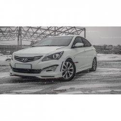 1 499 р. Реснички на фары HS1 Hyundai Solaris RBr седан дорестайлинг (2010-2014) (Неокрашенные)  с доставкой в г. Кемерово. Увеличить фотографию 4