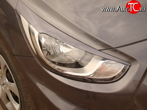 549 р. Реснички M-VRS на фары Hyundai Solaris RBr седан дорестайлинг (2010-2014) (Неокрашенные)  с доставкой в г. Кемерово