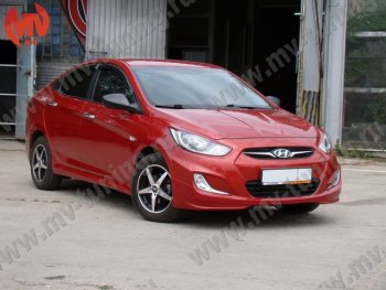 1 149 р. Реснички на фары MV tuning v2  Hyundai Solaris  RBr (2010-2014) седан дорестайлинг, хэтчбэк дорестайлинг (Неокрашенные)  с доставкой в г. Кемерово. Увеличить фотографию 4