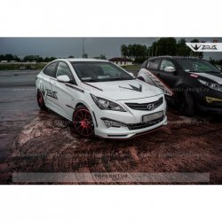 1 499 р. Реснички на фары Zeus Hyundai Solaris RBr седан дорестайлинг (2010-2014) (Неокрашенные)  с доставкой в г. Кемерово. Увеличить фотографию 4