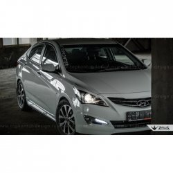 1 499 р. Реснички на фары Zeus Hyundai Solaris RBr седан дорестайлинг (2010-2014) (Неокрашенные)  с доставкой в г. Кемерово. Увеличить фотографию 7