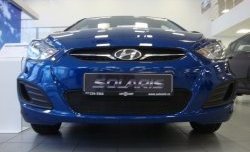 1 469 р. Сетка на бампер Russtal (черная) Hyundai Solaris RBr хэтчбэк дорестайлинг (2010-2014)  с доставкой в г. Кемерово. Увеличить фотографию 4