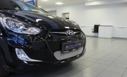 1 539 р. Сетка на бампер Russtal (хром)  Hyundai Solaris  RBr (2010-2014) седан дорестайлинг, хэтчбэк дорестайлинг  с доставкой в г. Кемерово. Увеличить фотографию 5