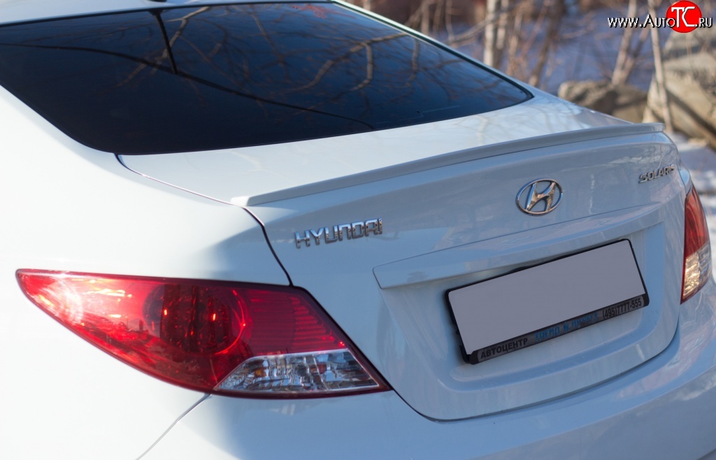 3 089 р. Узкий лип спойлер Drive  Hyundai Solaris  RBr (2010-2014) седан дорестайлинг (Неокрашенный)  с доставкой в г. Кемерово